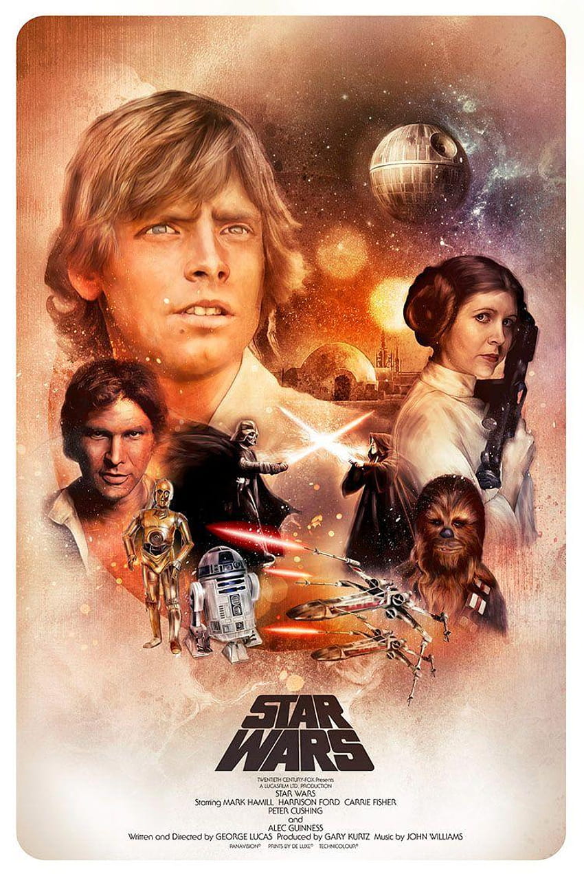 Poster in omaggio alla trilogia originale di Star Wars, Star Wars New Hope Retro Sfondo del telefono HD