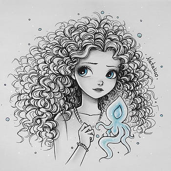 Cute Anime Girl with Short White Wavy Curly Hair · Creative Fabrica