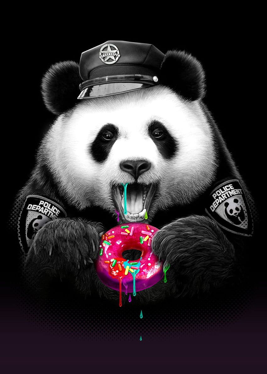 PANDA LOVES DONUT' Poster by Adam Lawless, panda art HD phone wallpaper