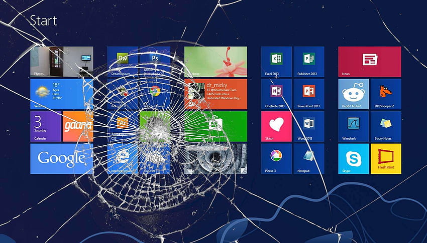 Pokaż swoje wsparcie dla systemu Windows 8 za pomocą tego pękniętego ekranu, pęknięty system Windows 8 Tapeta HD