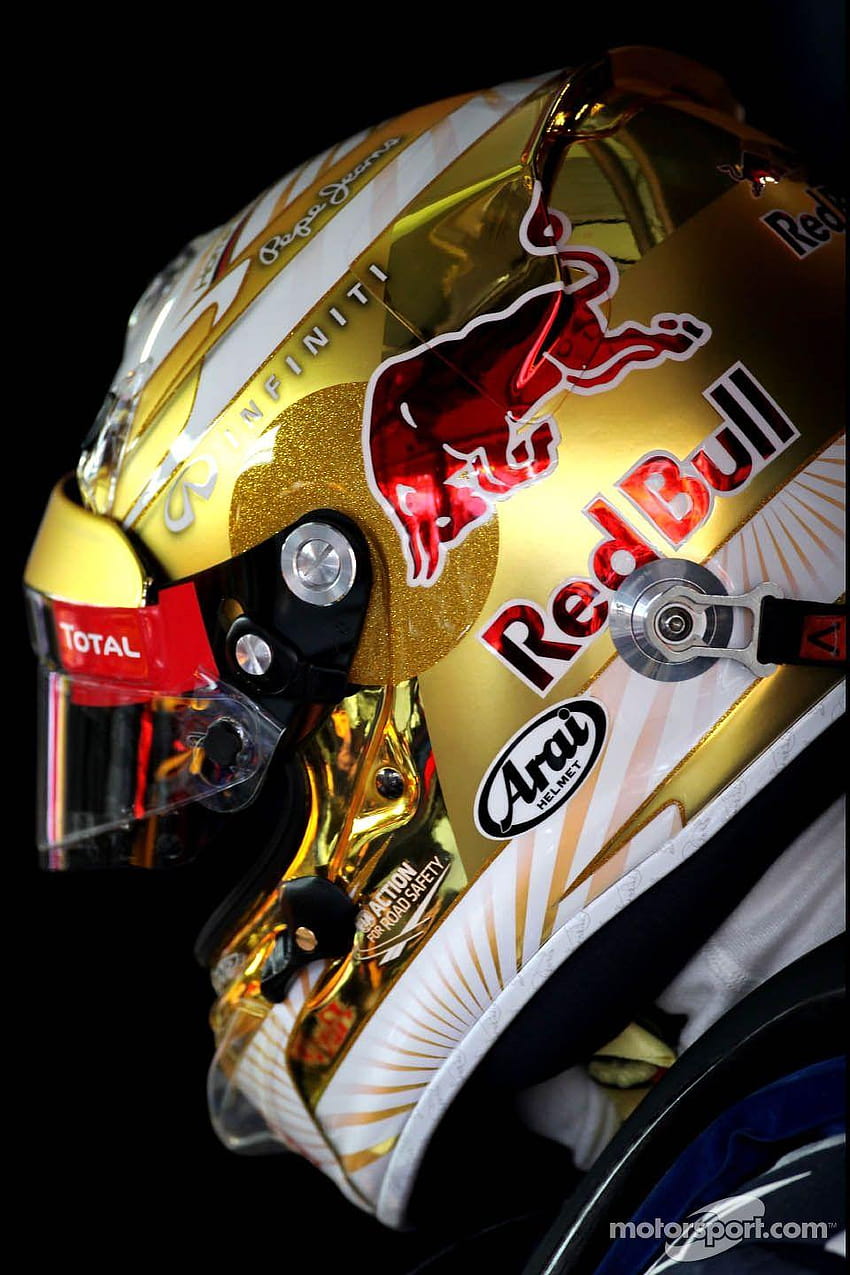 Sebastian Vettels neues goldenes Helmdesign, Red Bull Vettel HD-Handy-Hintergrundbild