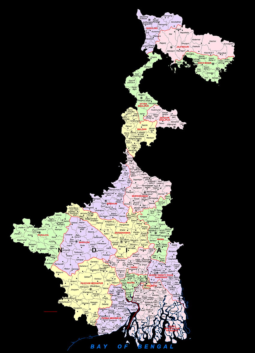 Mapa de alta resolución de Bengala Occidental [], mapa de Bengala occidental fondo de pantalla del teléfono