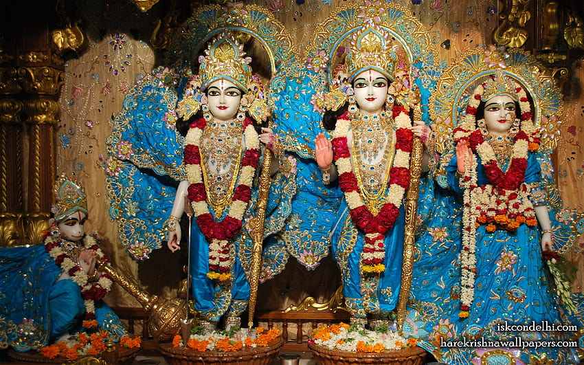 Aby zobaczyć Sita Rama Laxman Hanuman z ISKCON Dellhi w radości jagadbandhu Tapeta HD
