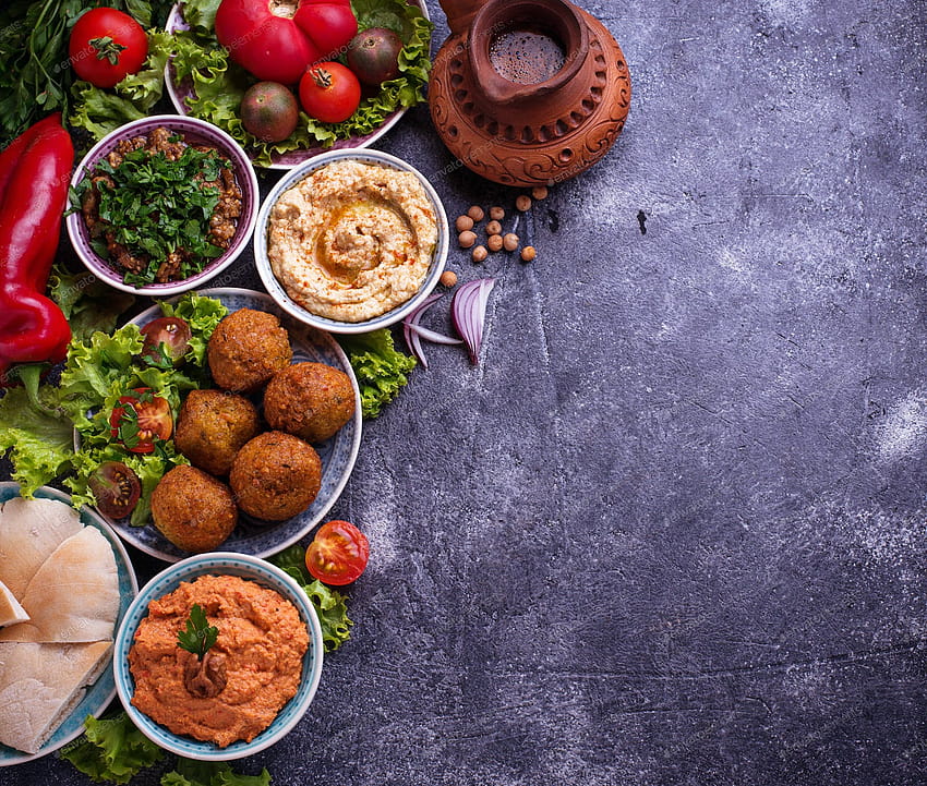 Selezione di piatti mediorientali o arabi. di furman su Envato Elements, cibo arabo Sfondo HD