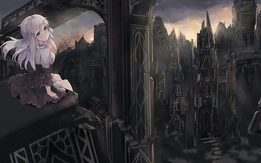 2560x1600 Gothic Anime Girl, Dark World, White Hair, dark smile anime ...