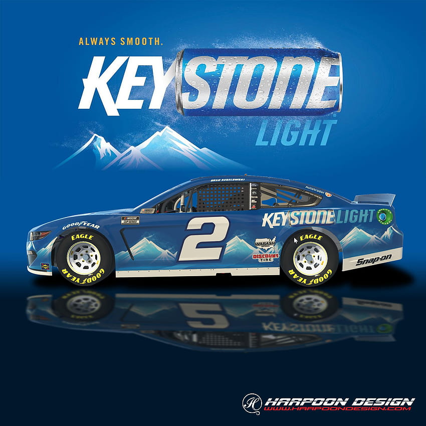 2020 Brad Keselowski Keystone Light Mustang No Num di Brantley Roden Sfondo del telefono HD