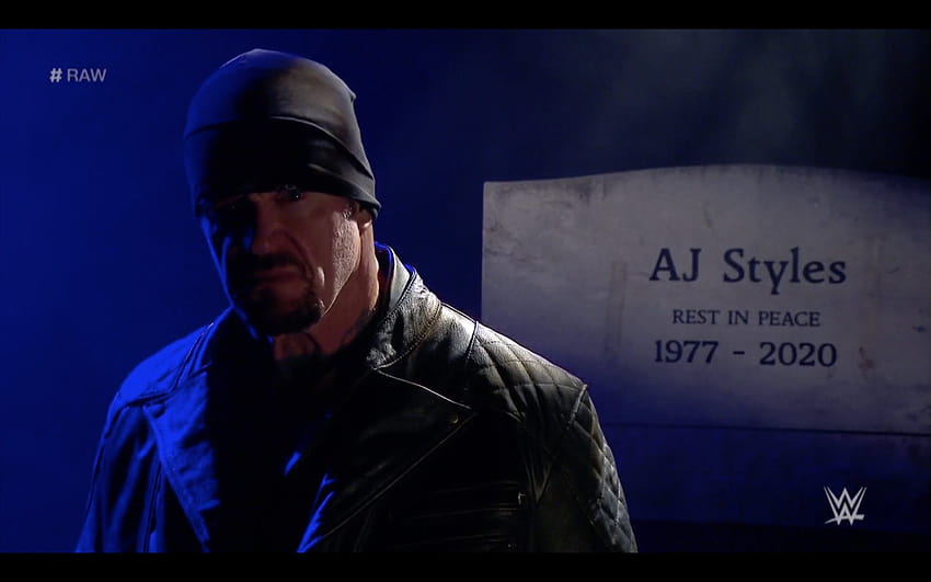 The Undertaker изрязва RAW промо пред надгробната плоча на AJ Styles, говори за това, че AJ използва Faithbreaker и други, поемачи aj HD тапет