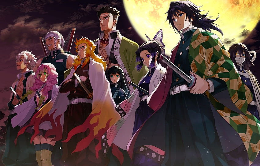 the moon, characters, The Blade Cleaves Demons, Demon, demon slayer pc HD wallpaper