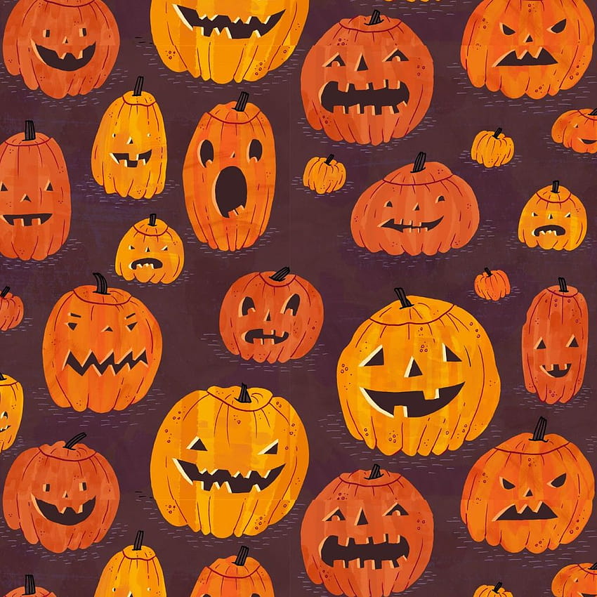 Halloween Pumpkins Pattern iPad, halloween pumpkins cute HD phone wallpaper