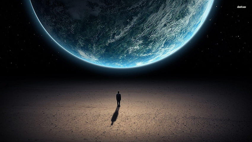 Man looking at Earth from space HD wallpaper
