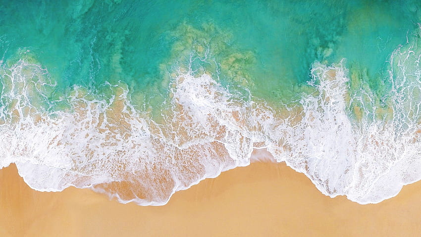 iOS 11, plaża, ocean, system operacyjny, laptop plażowy Tapeta HD