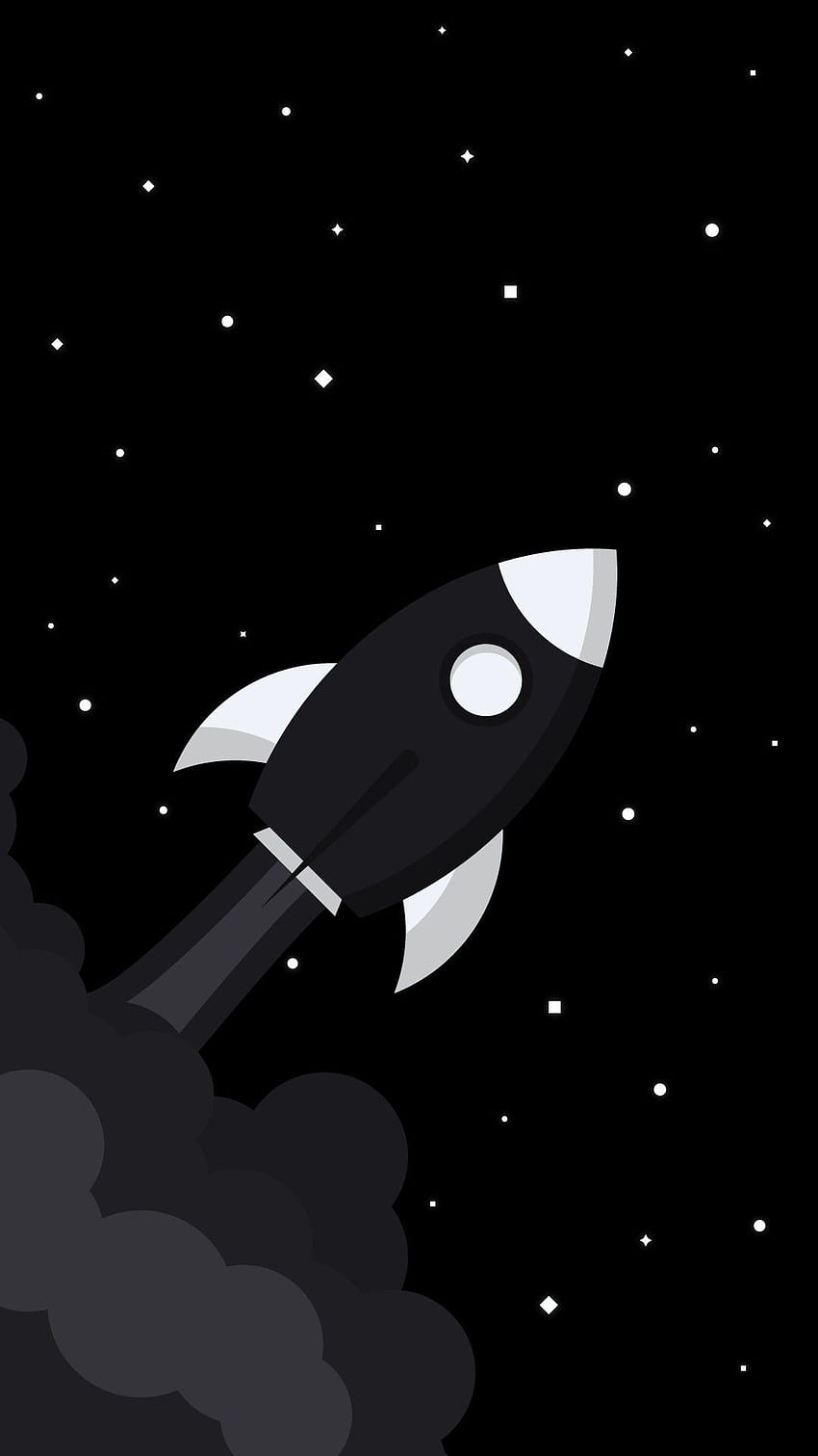Black Rocket in Space, roket hitam minimalis wallpaper ponsel HD