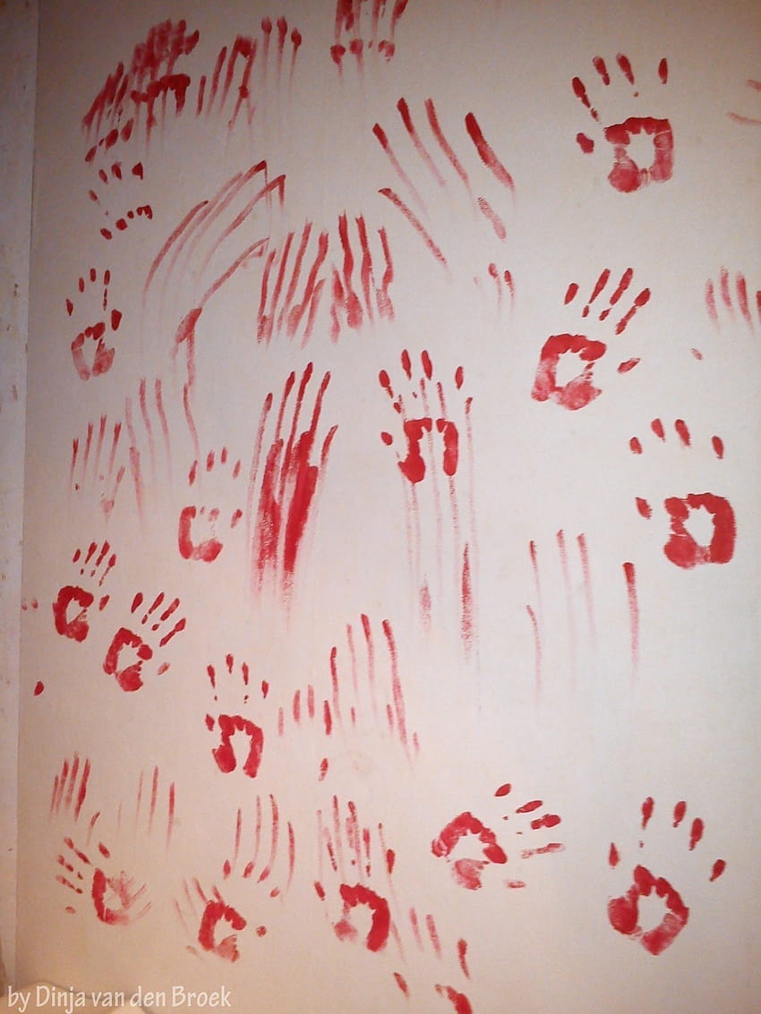 공포 할로윈 벽 피 묻은 손 · / 벽화 · 잘라 내기 + 유지에 장식 HD 전화 배경 화면