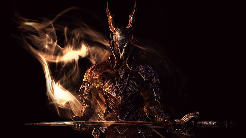 : Dark Souls, sword, armor, look, smoke 1920x1080, golden sword HD wallpaper