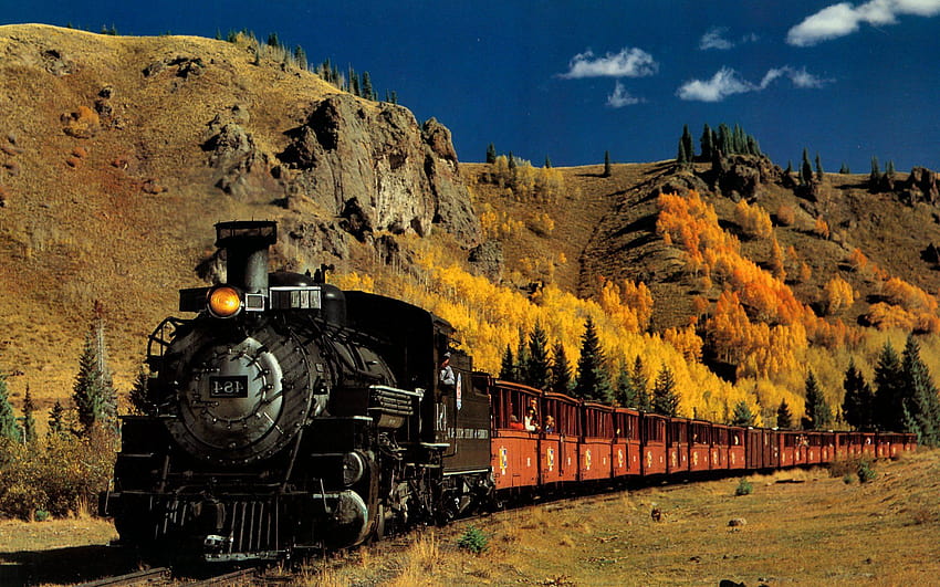 Train, Steam Locomotive, Landscape / and Mobile Backgrounds, autumn ...