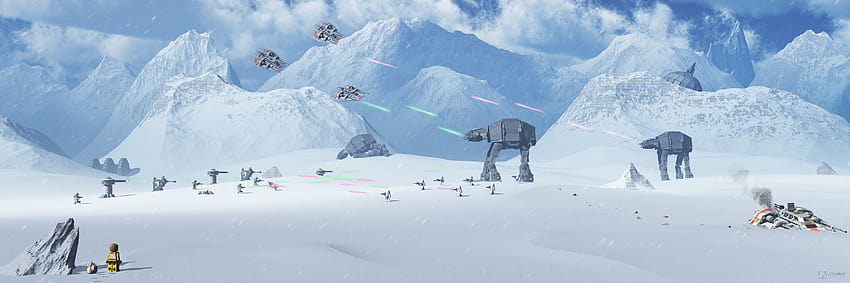 Gwiezdne wojny, LEGO Star Wars, bitwa o Hoth, Hoth, bitwa, Atat, śnieg, grafika / i tła mobilne Tapeta HD