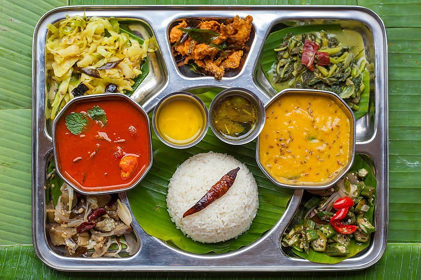 Delizioso pranzo cibo indiano Thali, cibo indiano Sfondo HD