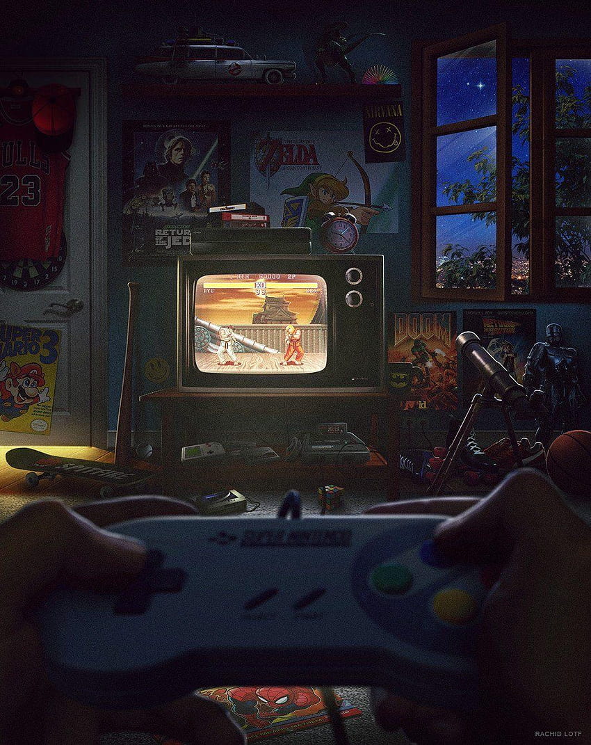 90er-Jahre-Retro-Gaming, Retro-Gaming-PS4 HD-Handy-Hintergrundbild