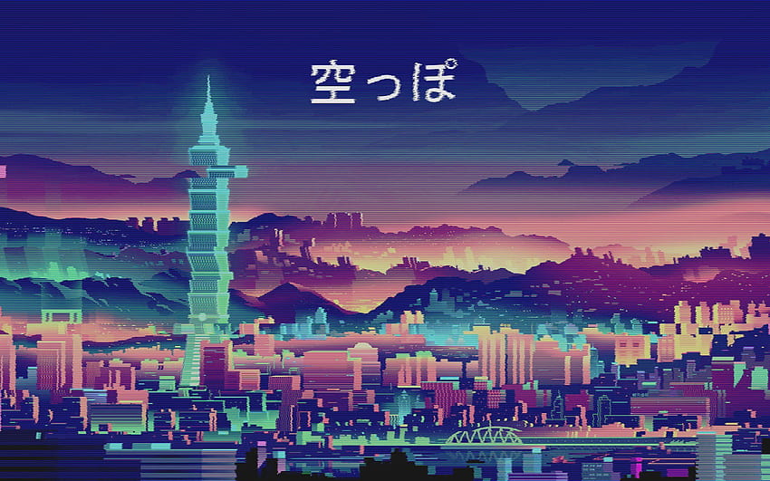 Download Purple Night Anime City Wallpaper | Wallpapers.com