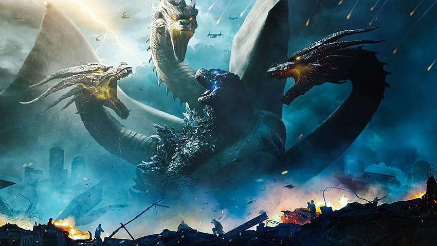 Godzilla kontra Król Ghidorah, kong kontra godzilla Tapeta HD