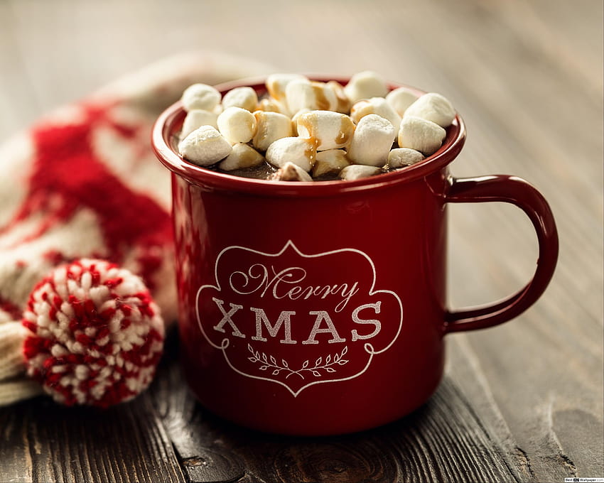 A Xmas mug of hot cocoa with marshmallows, marshmallow christmas HD ...