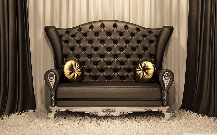 Klassisches schwarzes Sofa: High Definition HD-Hintergrundbild