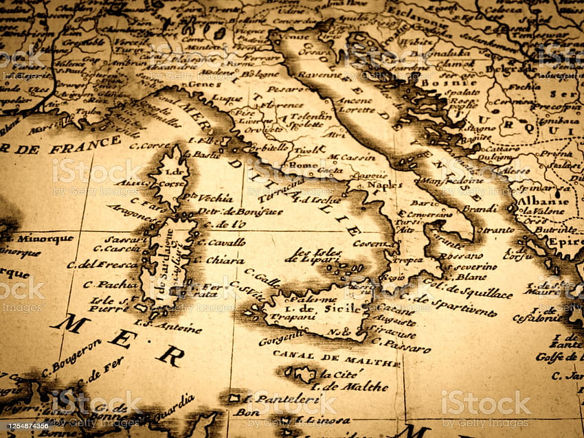 Mapa del mundo antiguo Italia Stock de ilustración, mapa de Italia fondo de pantalla