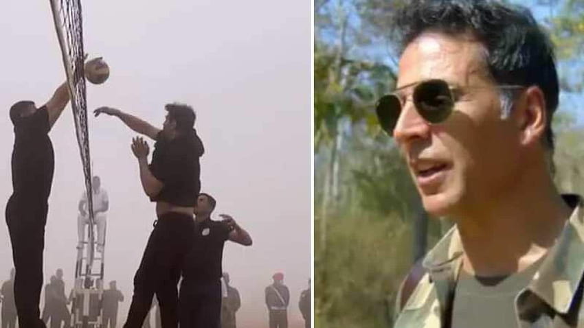 Akshay Kumar merayakan Hari Tentara, bermain bola voli dengan tentara. Menonton video Wallpaper HD