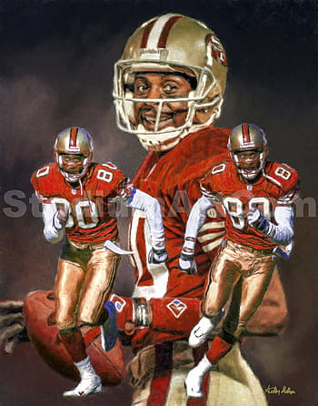 Jerry Rice The Pinnacle painting by Justyn Farano  Nfl football art  Football art 49ers football