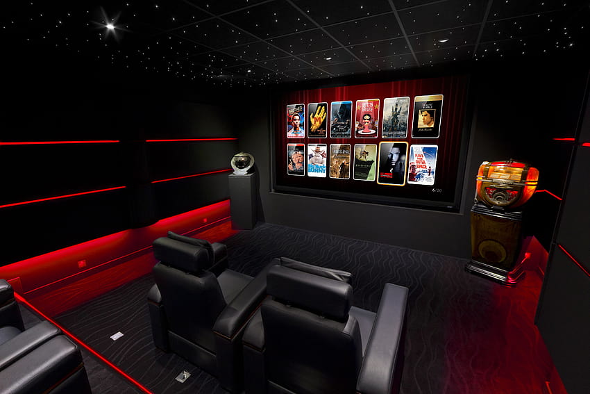 Black Home Movie Theater, home theatre HD wallpaper