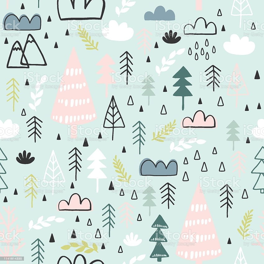 Winter Christmas Seamless Pattern Vector Children Backgrounds Kids For Fabric Textile Clothes Paper Scrapbooking Planner Sticker Stock Illustration HD phone wallpaper