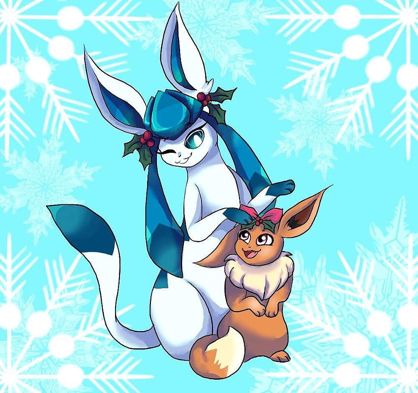 Glaceon and eevee Christmas, panda glaceon HD wallpaper