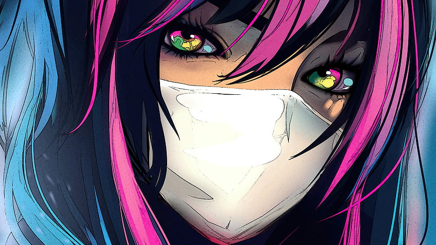 1366x768 Anime Girl Galaxy Map Eyes Colorful Hairs 1366x768 Resolution ...