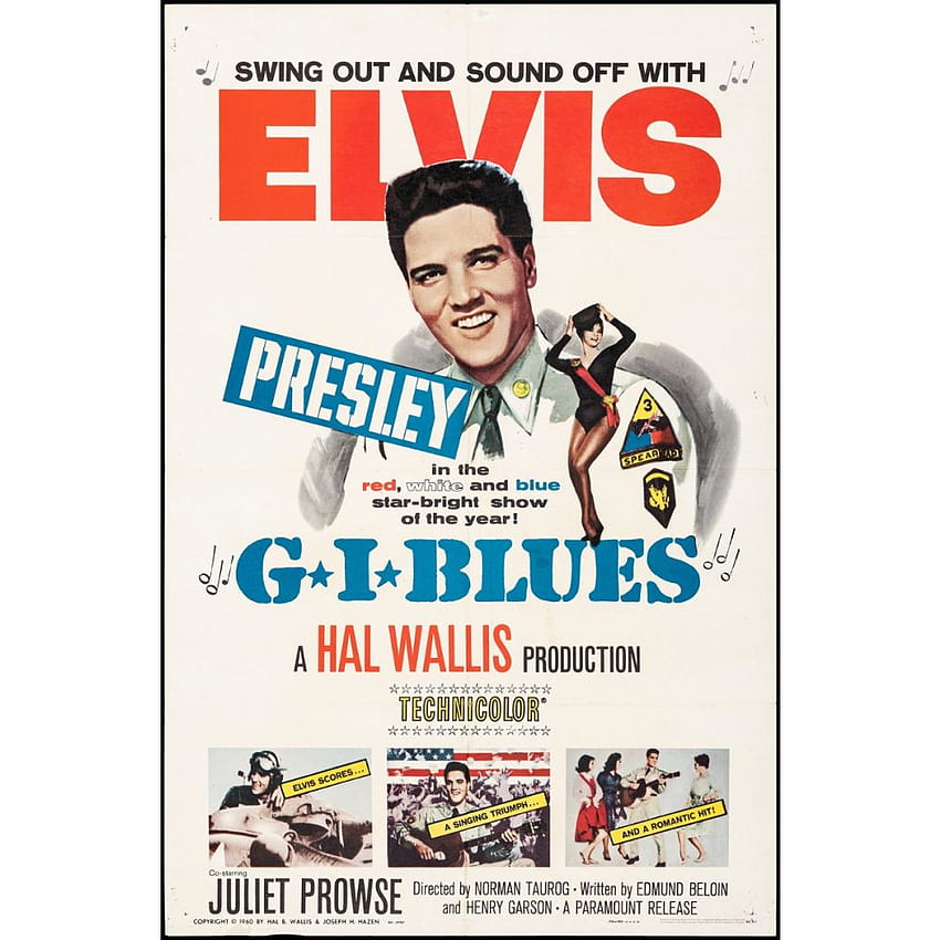 vintage plakat filmowy gi blues z udziałem elvisa presleya, film elvisa Tapeta na telefon HD