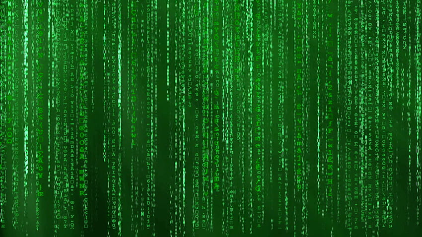 Latar belakang matriks animasi hijau, kode komputer dengan simbol dan, latar belakang matriks 1920x1080 Wallpaper HD