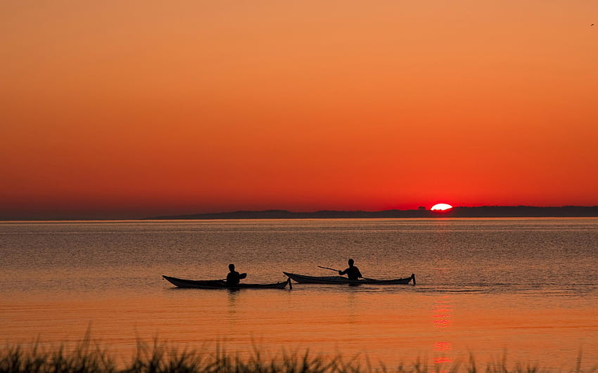 Fishermen sunset HD wallpaper