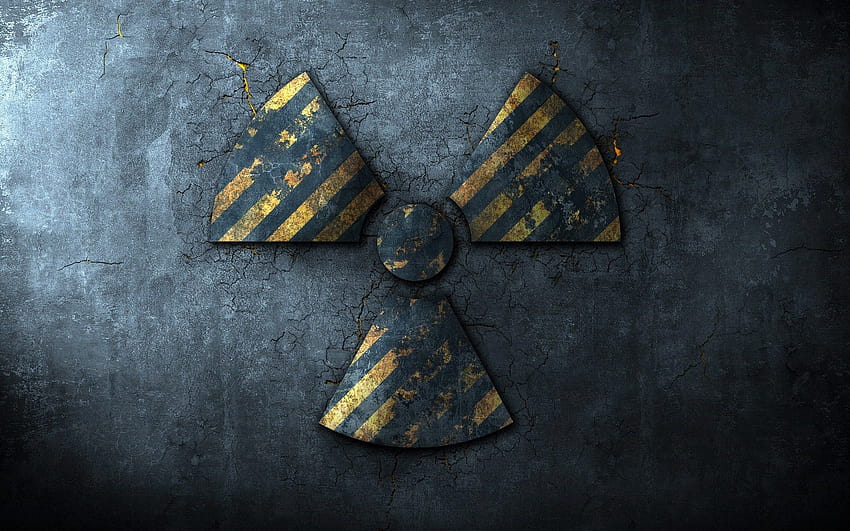Radioaktives Schild, Risse im Straßenbelag HD-Hintergrundbild