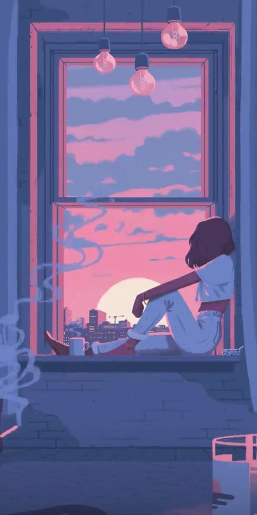 Boy, lofi, anime, window, thinking, night, male, person, thoughts, png |  PNGEgg
