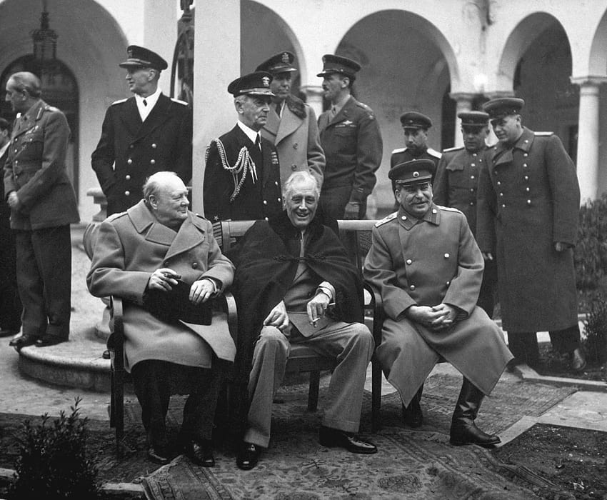 hitam dan putih, stalin, Perang Dunia II, Winston Churchill, bersejarah Wallpaper HD