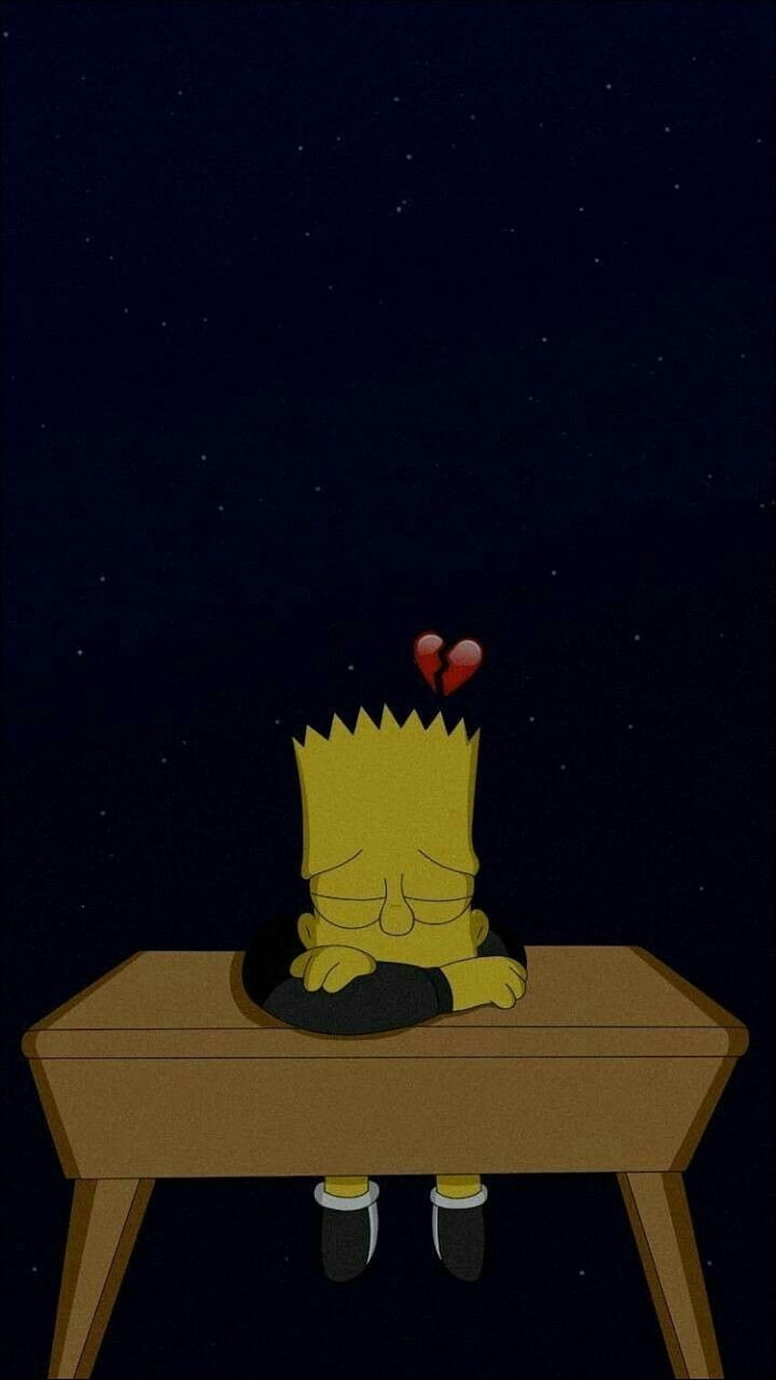Bart Simpson con el corazón roto, bart simpson con el corazón roto fondo de pantalla del teléfono