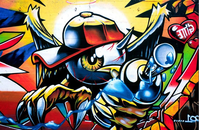 Cartoon Graffiti Art on Dog, cartoon abstract HD wallpaper