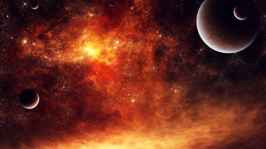 Outer Space, orange space HD wallpaper