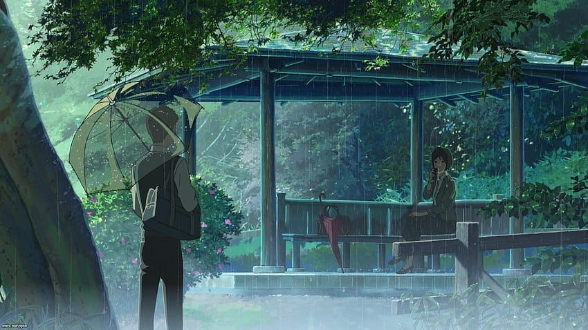 chuva, O Jardim das Palavras, Makoto Shinkai / papel de parede HD