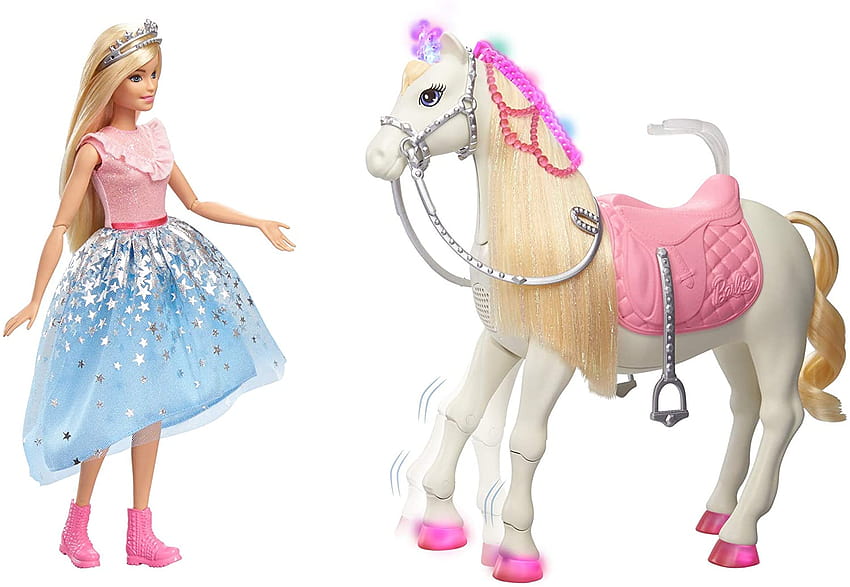 ตุ๊กตาบาร์บี้เจ้าหญิงผจญภัย Prance & Shimmer Horse และตุ๊กตาบาร์บี้เจ้าหญิงตุ๊กตา, ของเล่นแบบโต้ตอบพร้อม 3 เพลง, แสง, เสียงและการเคลื่อนไหวที่สมจริง, ของขวัญสำหรับเด็กอายุ 3 ถึง 7 ปี, ตุ๊กตา วอลล์เปเปอร์ HD