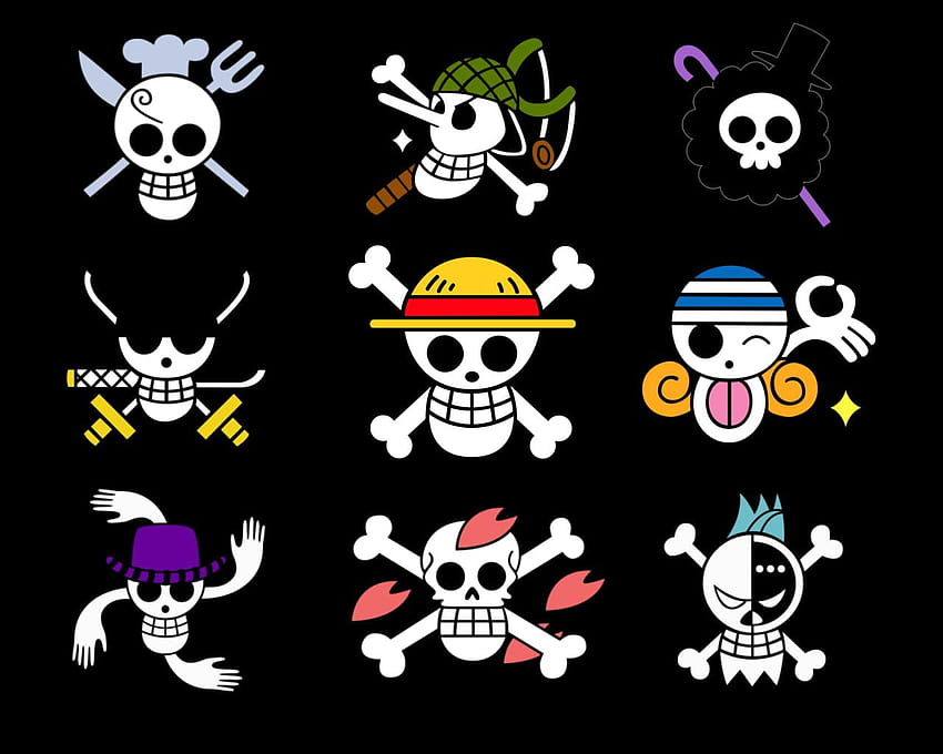 displays One Piece skull characters artwork lot, logo one piece HD wallpaper
