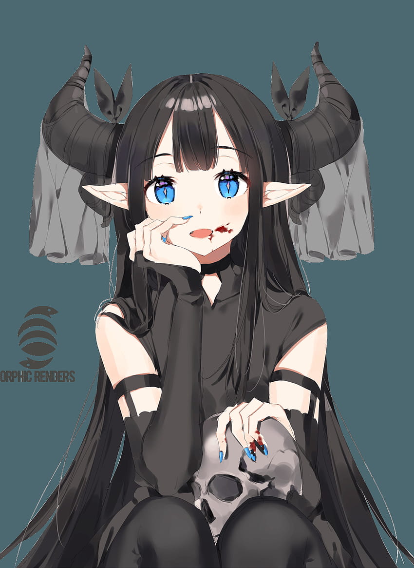 Demon Girl Demon Anime Sticker Vajola Png Anime Girl Fallen Angel Anime Girl  PNG Image With Transparent Background  TOPpng