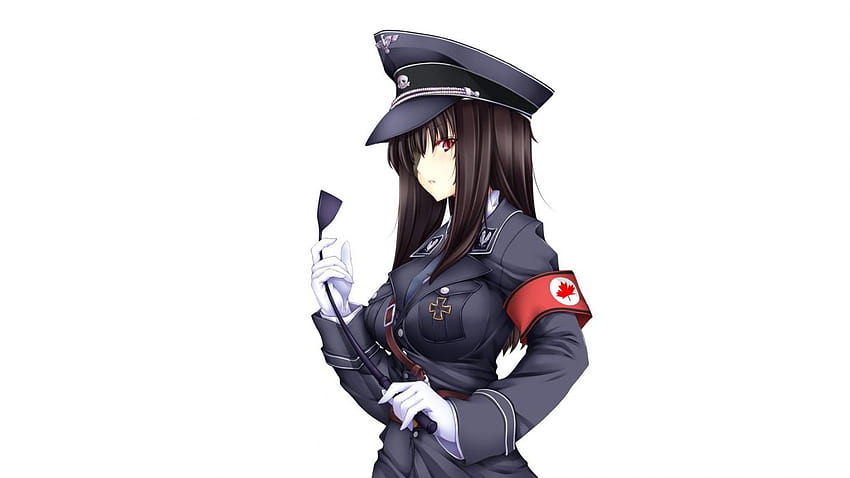 Uniforms gloves mistress simple backgrounds anime girls, military uniform girl anime HD wallpaper