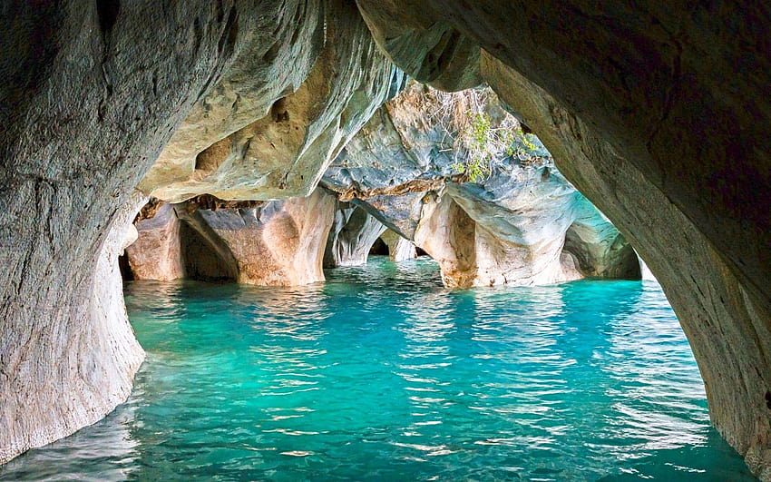 自然, 横向き, チリ, 洞窟, 湖, 侵食, ターコイズ, 水, 水のある洞窟 高画質の壁紙