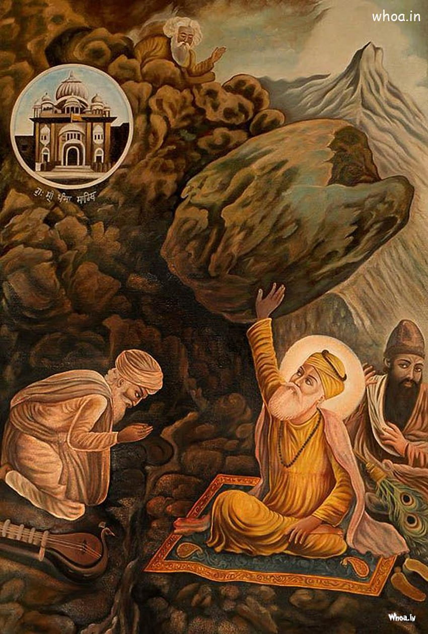 Sikh Lord Guru Nanak At Hassan Abdal Painting, sikhijscy guru Tapeta na telefon HD