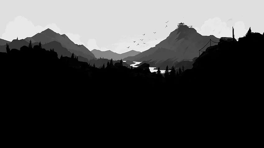 gunung minimalis hitam putih Wallpaper HD